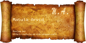 Matula Arvid névjegykártya